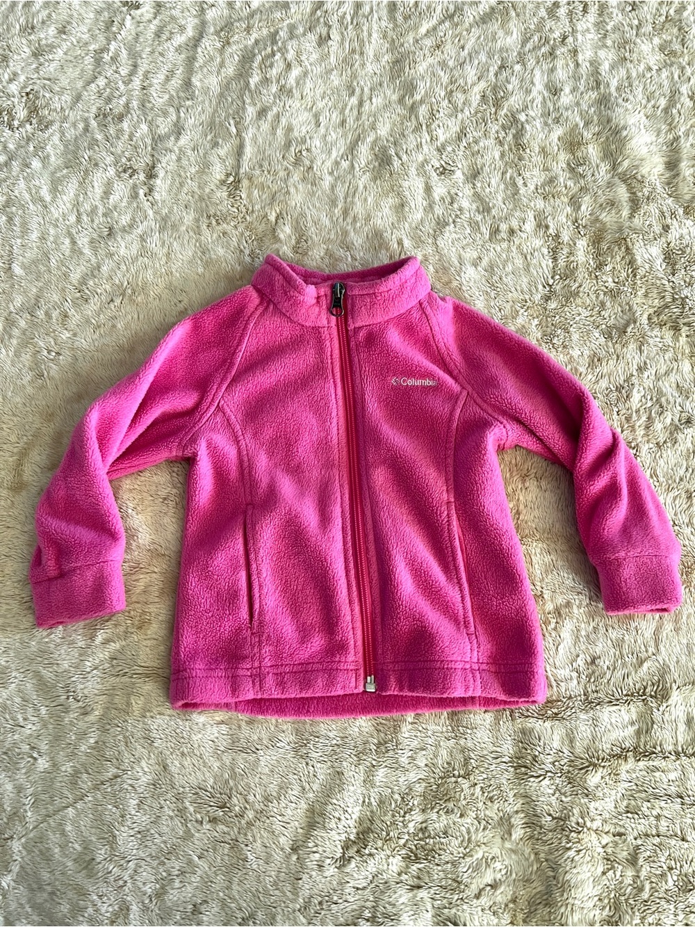 COLUMBIA Girl's Bubble Gum Pink Zip Up Fleece Size 2T